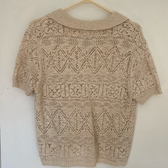 Mango Tan Cream Boxy Ribbed Polo Blouse - Picture 4 of 4